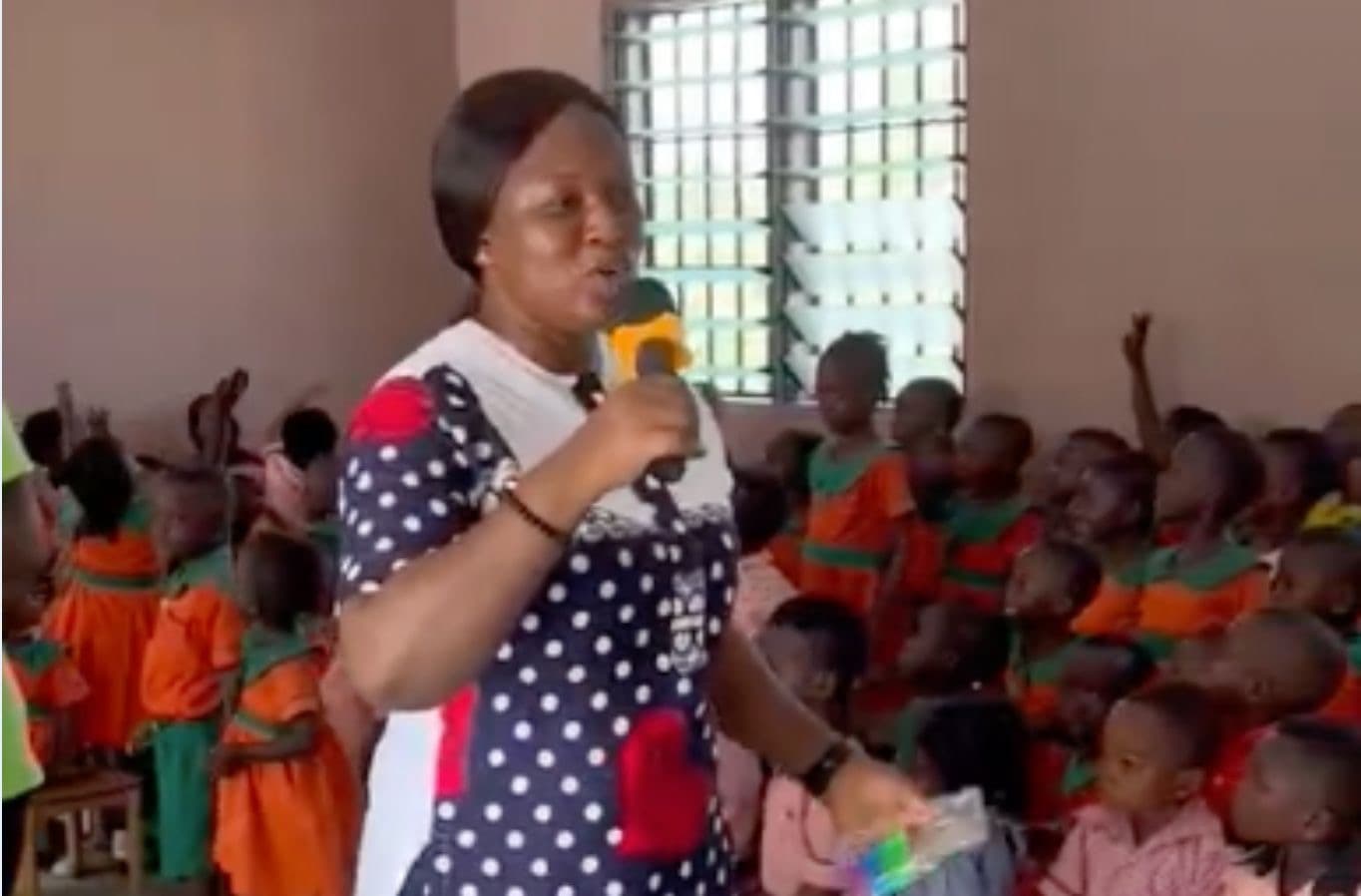 Charity Afadua teaching children at the Seeway Academy in Ghana